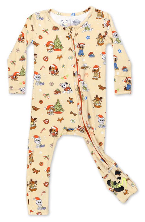 Shop Bellabu Bear X Paw Patrol Holiday Convertible Fitted One-piece Pajamas In Ivory Multi