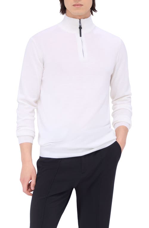 Bugatchi Merino Wool Quarter Zip Pullover In Chalk