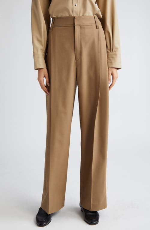 Pleat Front Organic Cotton Trousers in Toffee