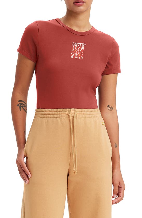 Shop Levi's® Rickie Cotton Graphic T-shirt In Graphic Daisy Burnt Sienna