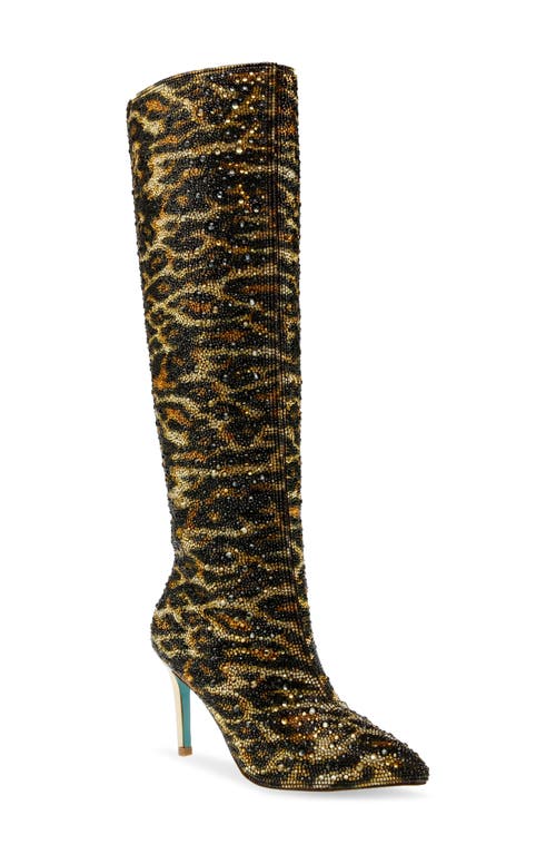 Shop Betsey Johnson Brea Embellished Knee High Boot In Leopard