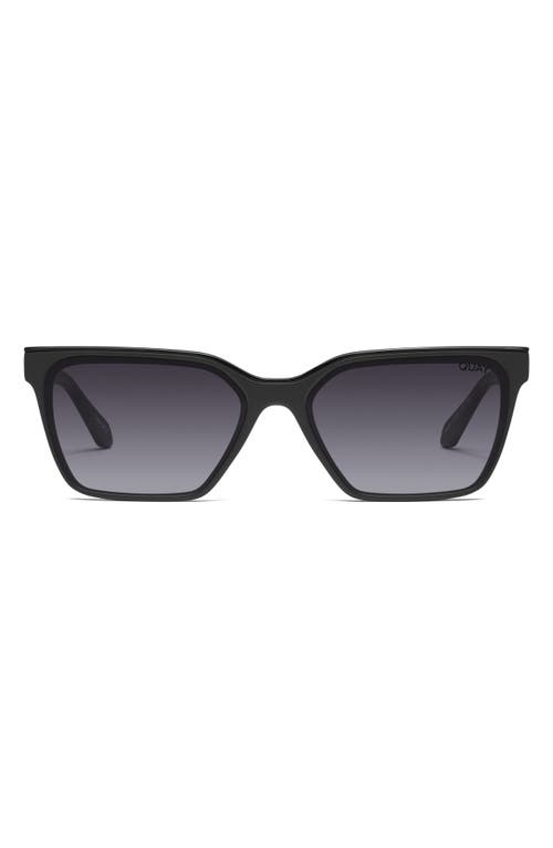 Shop Quay Top Shelf 41mm Gradient Small Square Sunglasses In Matte Black/smoke