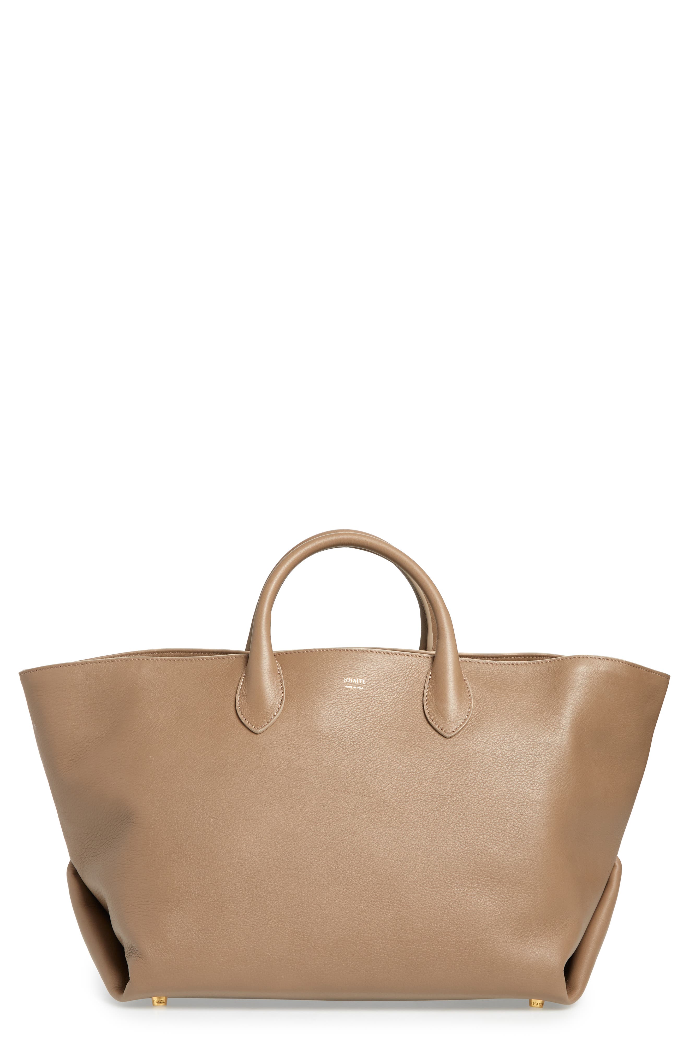 The Large Maeve Weekender Bag in Beige Suede– KHAITE