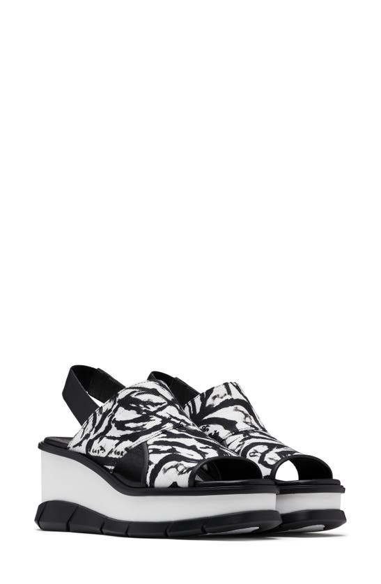 Sorel Joanie Iii Slingback Wedge Sandal In White/ Black