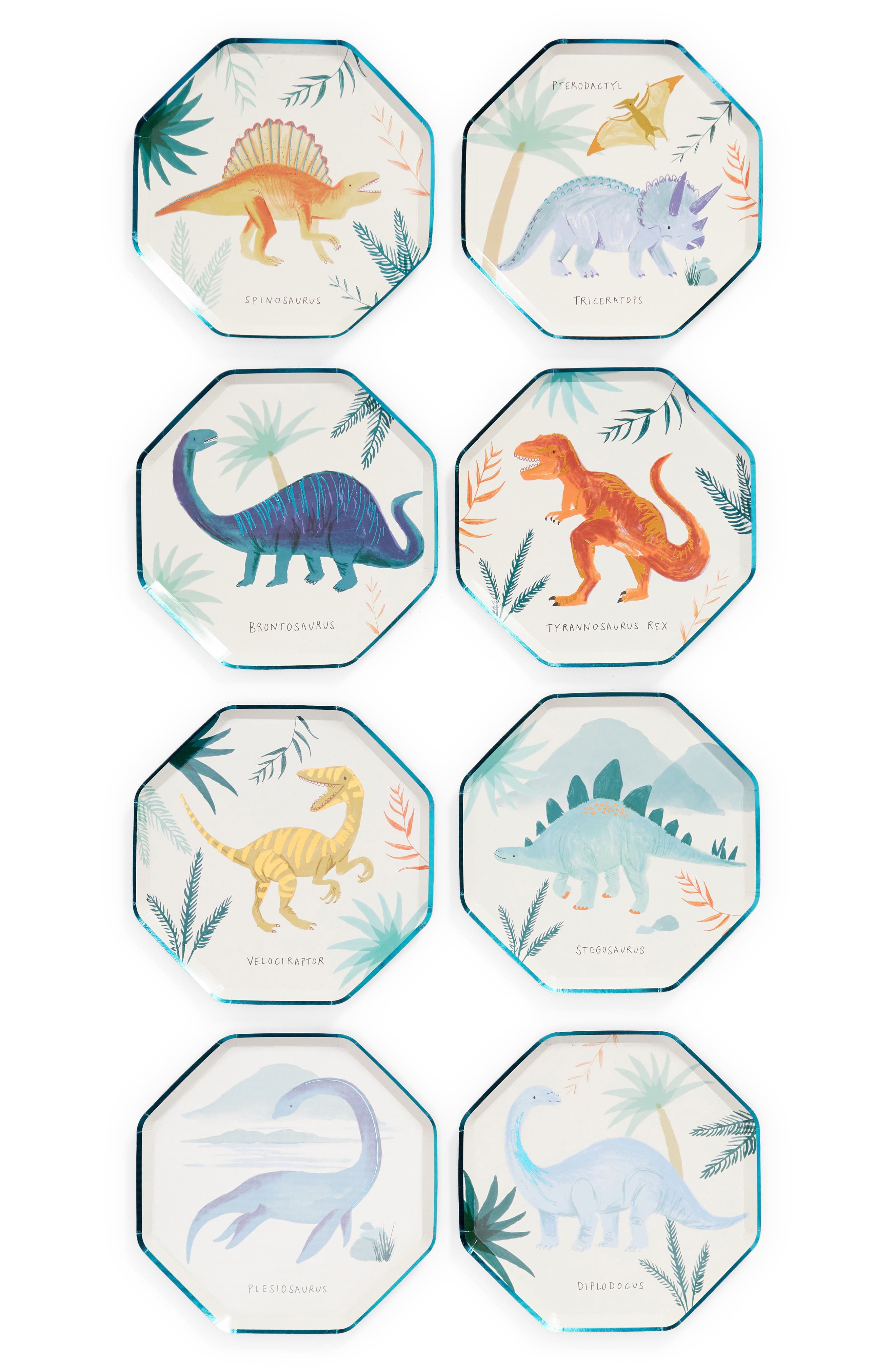 Meri Meri Dinosaur Kingdom Paper Plates Set of 8 in Multi