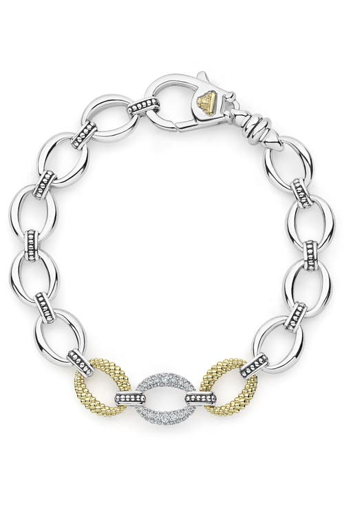 LAGOS Caviar Lux Diamond Station Link Bracelet in Silver/Diamond at Nordstrom, Size 7 In