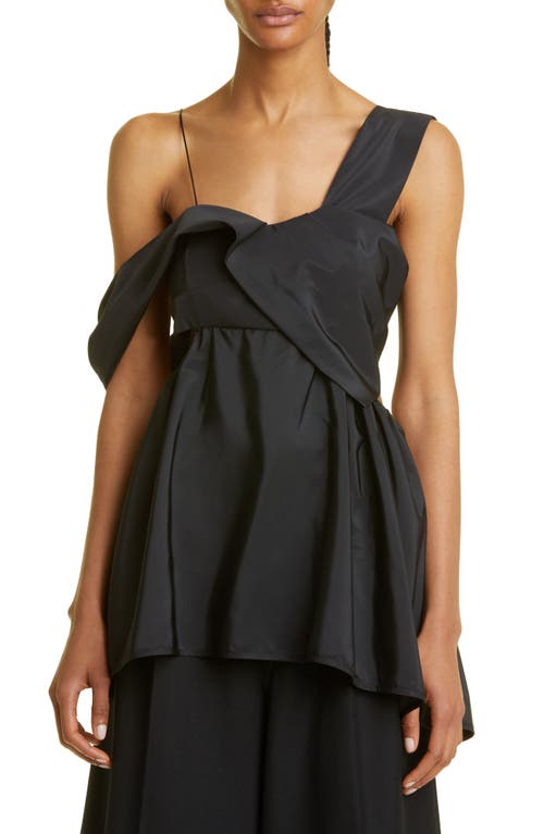 Cecilie Bahnsen Sally One-Shoulder Recycled Faille Top in Black