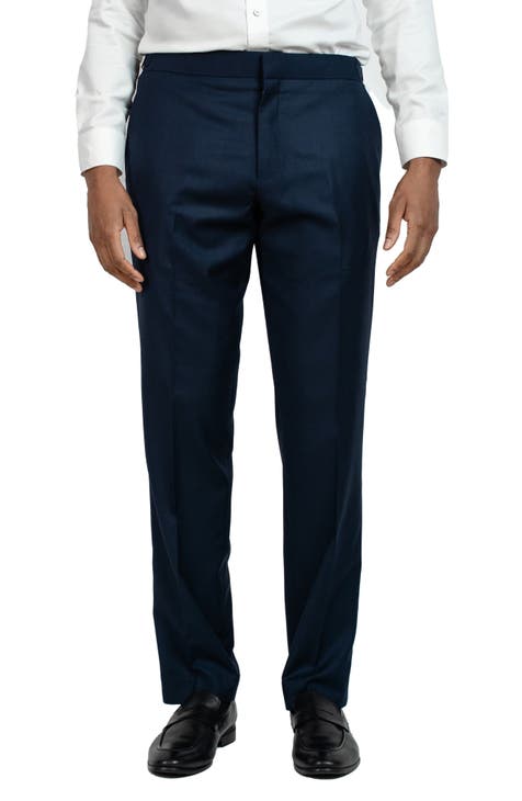 Oxford Blue Plain Front Suit Pants | Louie's Tux Shop