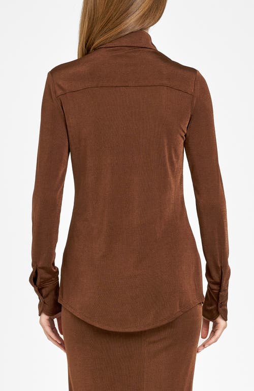 Shop Wayf Knit Button-up Shirt In Brown