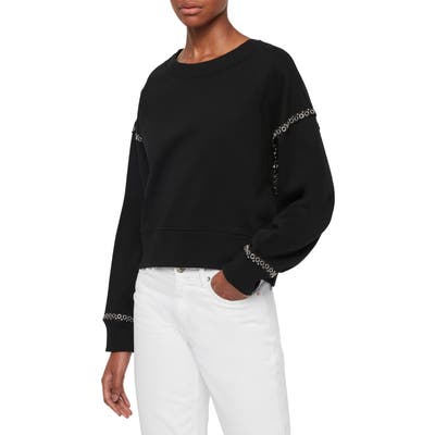 Allsaints Rafa Grommet Trim Cotton Sweatshirt, Black