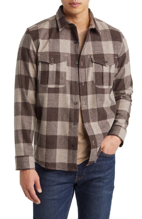 1950s Men’s Clothing & Fashion Pendleton Scout Buffalo Check Wool Flannel Button-Up Overshirt in BrownTan Mix Check at Nordstrom Size X-Large $175.00 AT vintagedancer.com