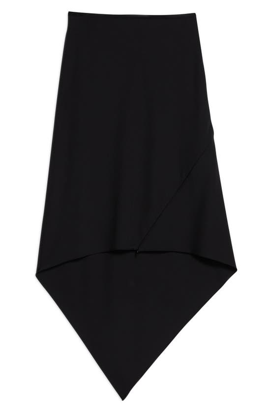 Shop Helmut Lang Scarf Hem Virgin Wool Maxi Skirt In Black