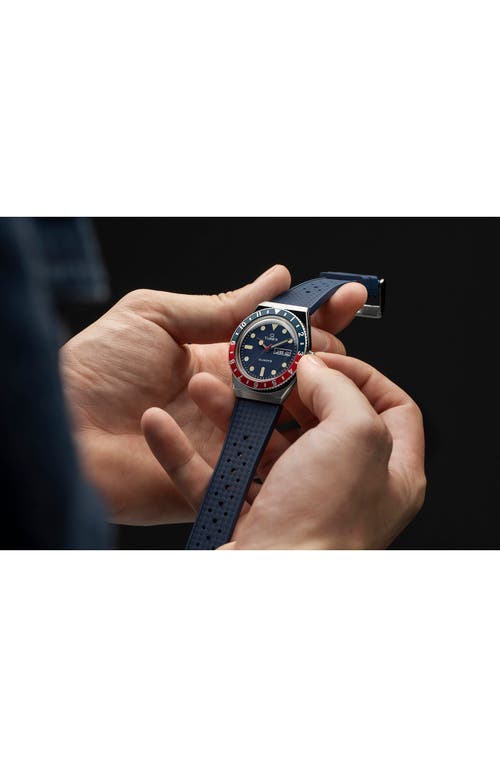 Timex ® Q  Silicone Strap Watch, 38mm In Silver/blue/blue