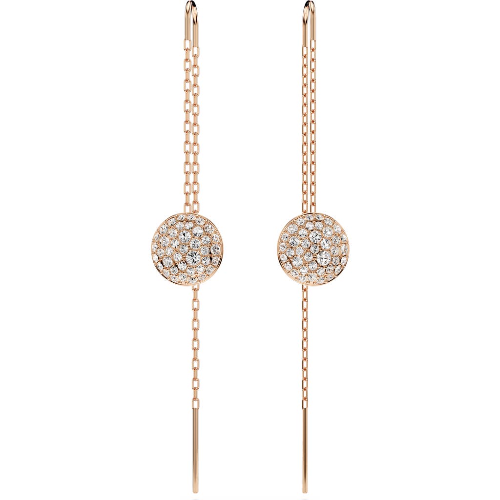 Swarovski White, Rhodium Plated Or Rose-gold Tone Meteora Drop Earrings In Rose Gold
