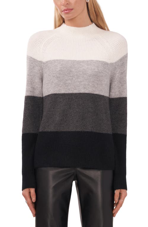 halogen(r) Stripe Funnel Neck Sweater in Medium Heather Grey