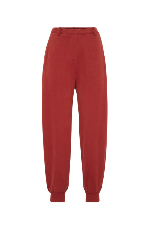 Shop Brunello Cucinelli Cotton Smooth French Terry Trousers In Red