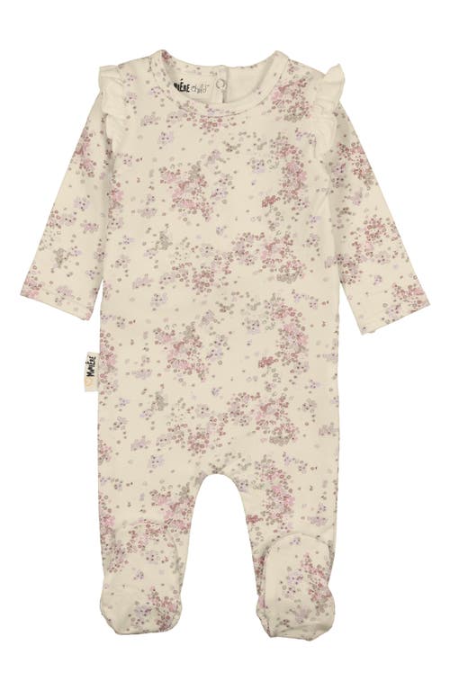 Maniere Manière Blooming Ruffle Accent Cotton Footie In Sand