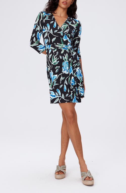 Diane von Furstenberg Julian Two Floral Print Silk Wrap Dress Tulip Fields Blue Lg at Nordstrom,