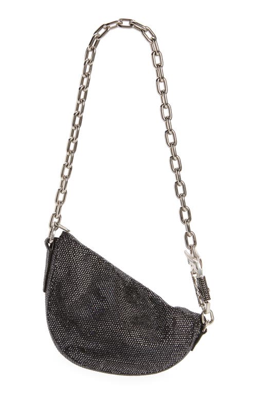 Shop Burberry Small Knight Crystal Embellished Suede Shoulder Bag In Black