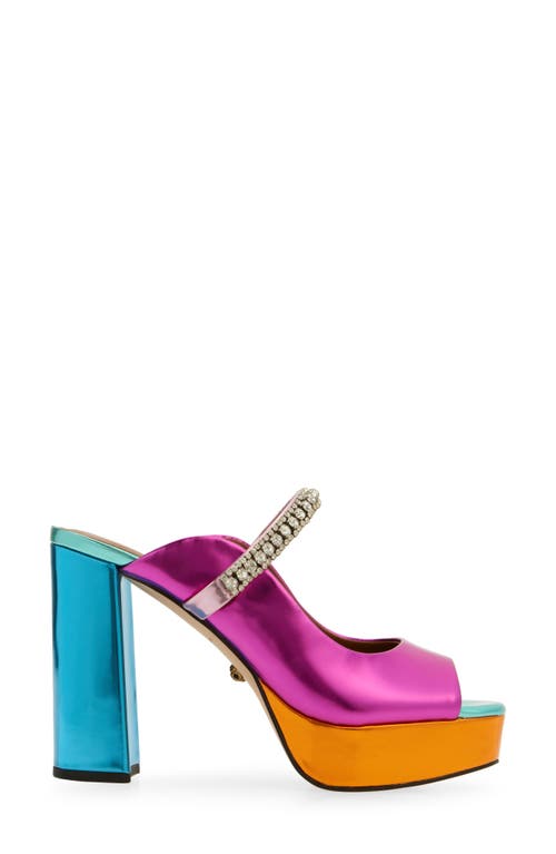 Kurt Geiger London Duke Platform Peep Toe Mule In Pink Multi