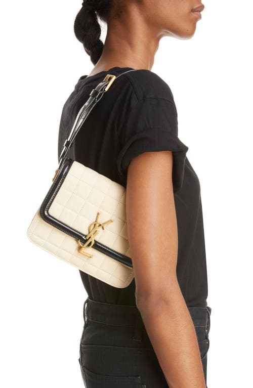 Saint Laurent Small Solferino Brushed Leather Bag In Burro/nero