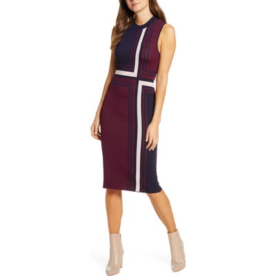 Vince Camuto Geo Jacquard Sweater Dress, Red