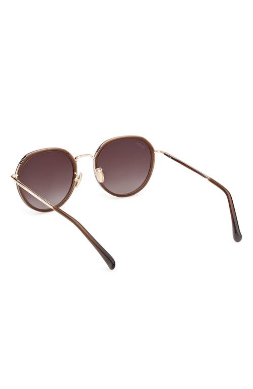 Shop Max Mara 54mm Round Sunglasses In Shiny Light Brown/smoke