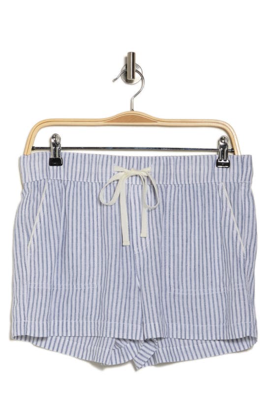 Shop Caslon ® Stripe Drawstring Linen Blend Shorts In White- Blue M Cove Stripe