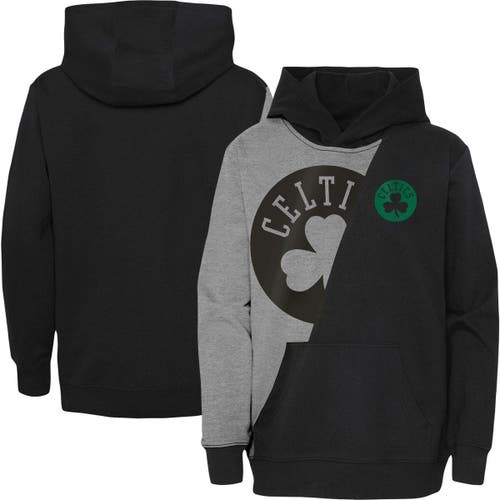 Outerstuff Youth Heather Gray/Black Boston Celtics Unrivaled Split Pullover Hoodie