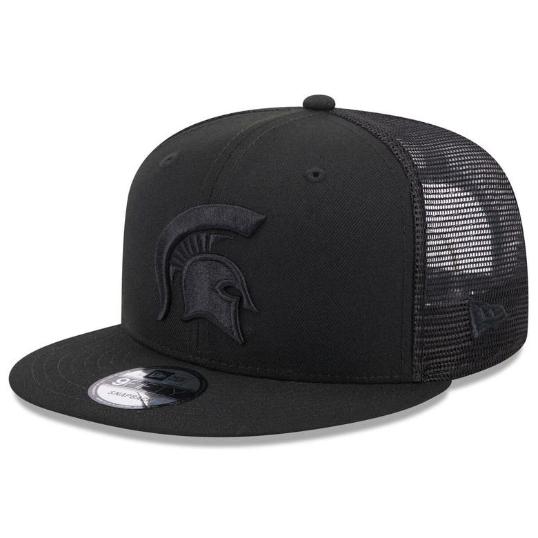 New Era Michigan State Spartans Black On Black 9fifty Trucker Snapback