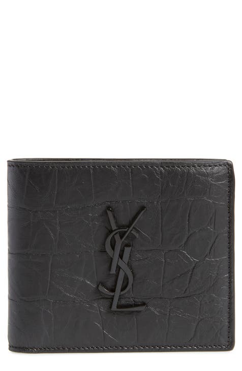 NEW Mens Trifold Croc Wallet Croco Embossed Alligator Skin Print Genuine  Leather (black) at  Men's Clothing store