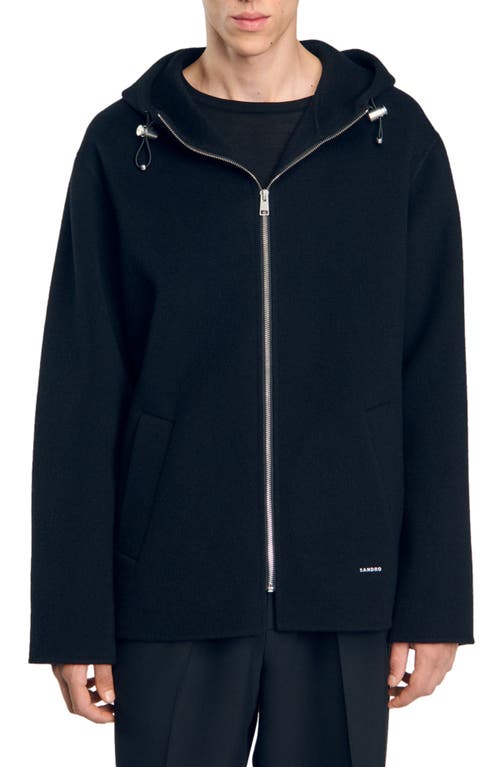 Shop Sandro Hooded Windcheater In Black