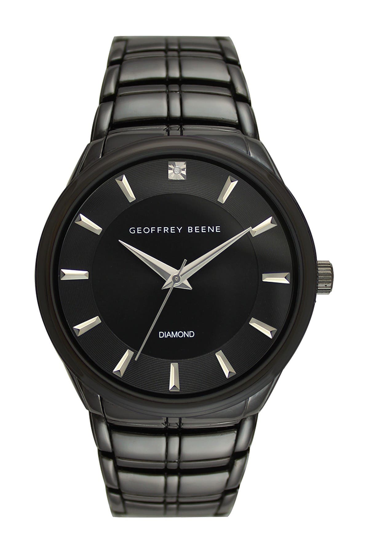 Geoffrey Beene Men's Slim Diamond Bracelet Watch In Gunmetal