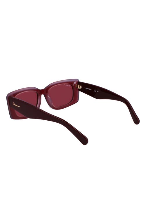 Shop Ferragamo 54mm Rectangular Sunglasses In Burgundy/rose