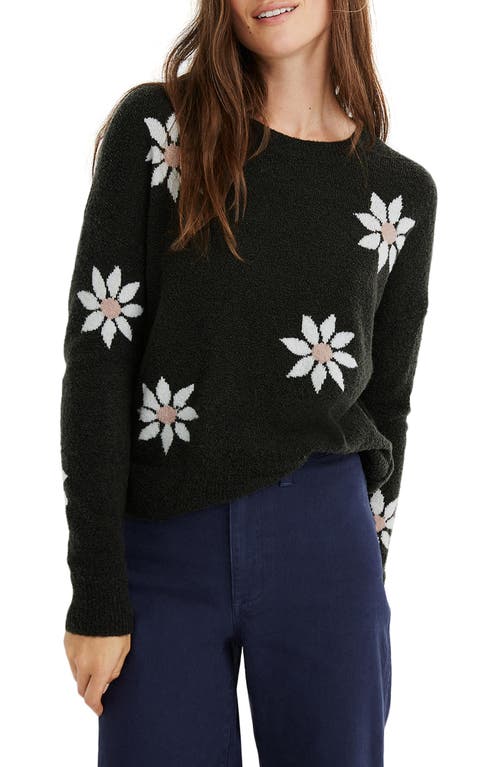 Floral Intarsia Pullover Sweater in Marled Ivy
