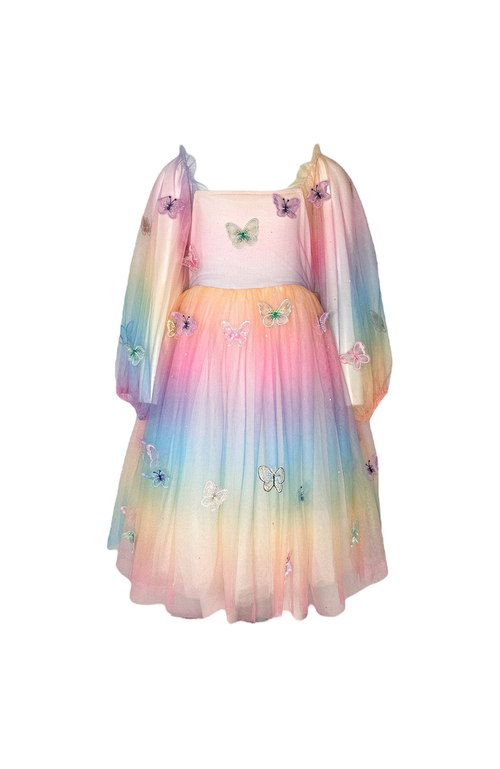 Lola + The Boys Kids'  Rainbow Butterfly Ombre Dress In Multicolor