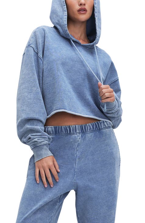 Women's Blue Oversized Fit Sweat Hoodie - Size L
