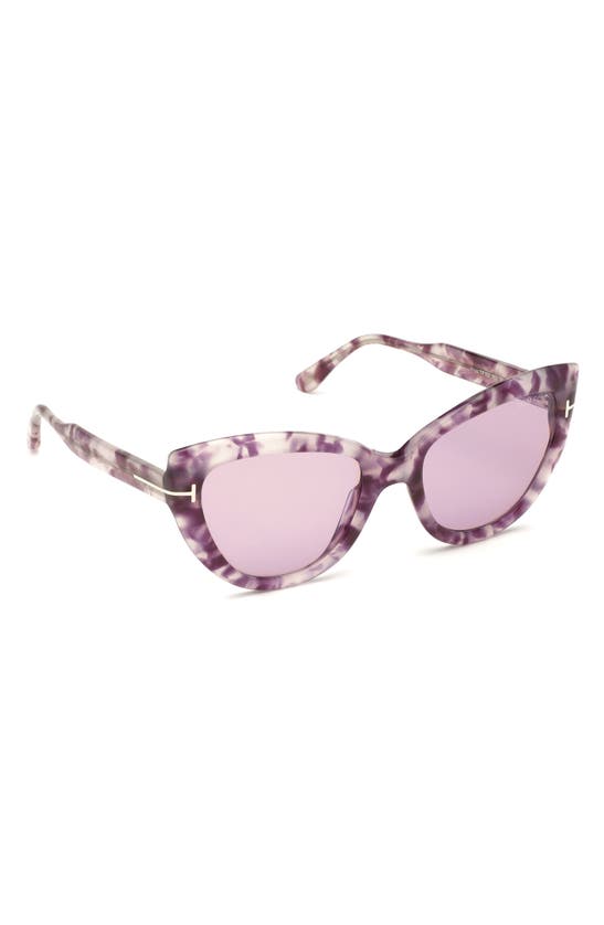 Tom Ford 55mm Cat Eye Sunglasses In Havana/ Other / Violet