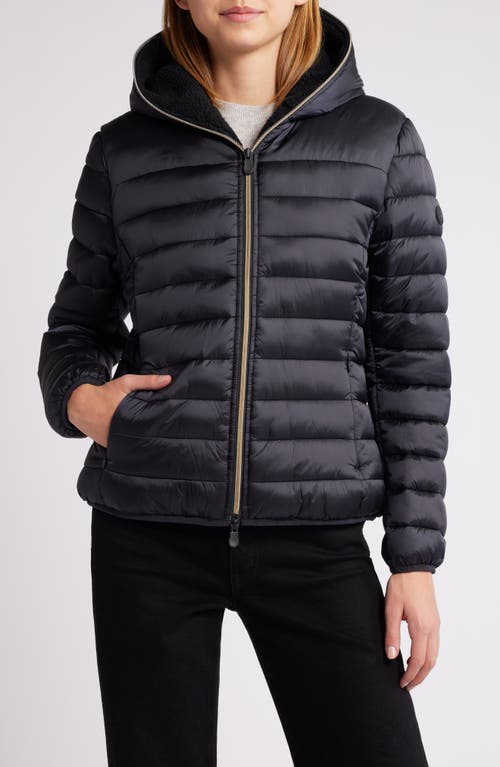 Shop Save The Duck Elvira Quilted Water Repellent Hooded Puffer Jacket In Black