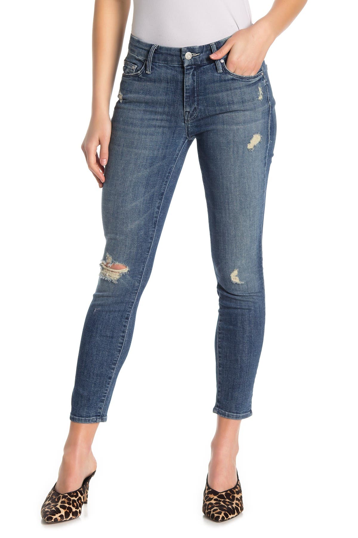 mother looker crop skinny jeans
