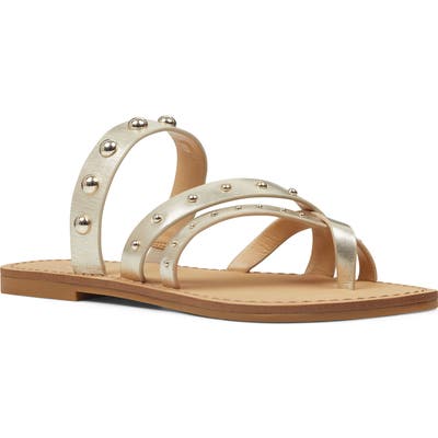 Nine West Clara Studded Toe Loop Sandal- Metallic