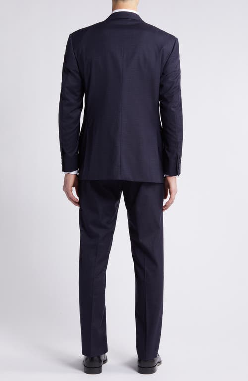 Shop Canali Siena Regular Fit Plaid Stretch Wool Suit In Navy