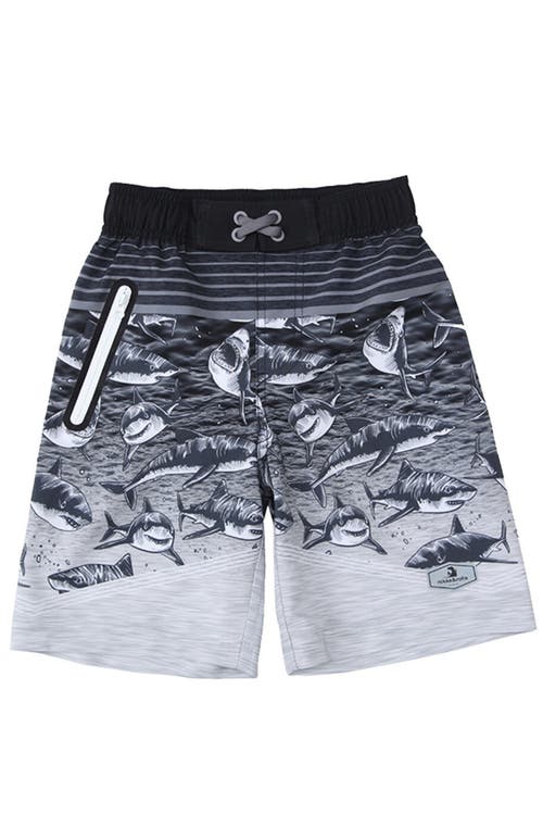 Rokka&rolla Kids' 4-way Stretch Quick-dry Swim Trunks With Mesh Lining And Upf 50+ Protection In Gray Shark