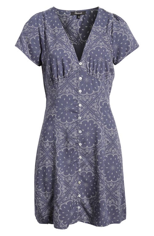 Madewell Shirred Button Front Minidress In Nighttime