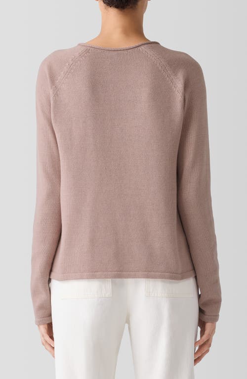 Shop Eileen Fisher Raglan Sleeve Organic Cotton Blend Sweater In Opal