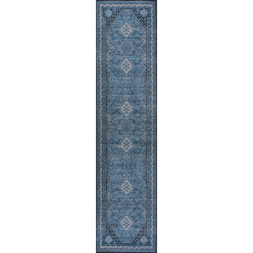Jonathan Y Dalyan Geometric Medallions Machine-washable Area Rug In Blue/gray
