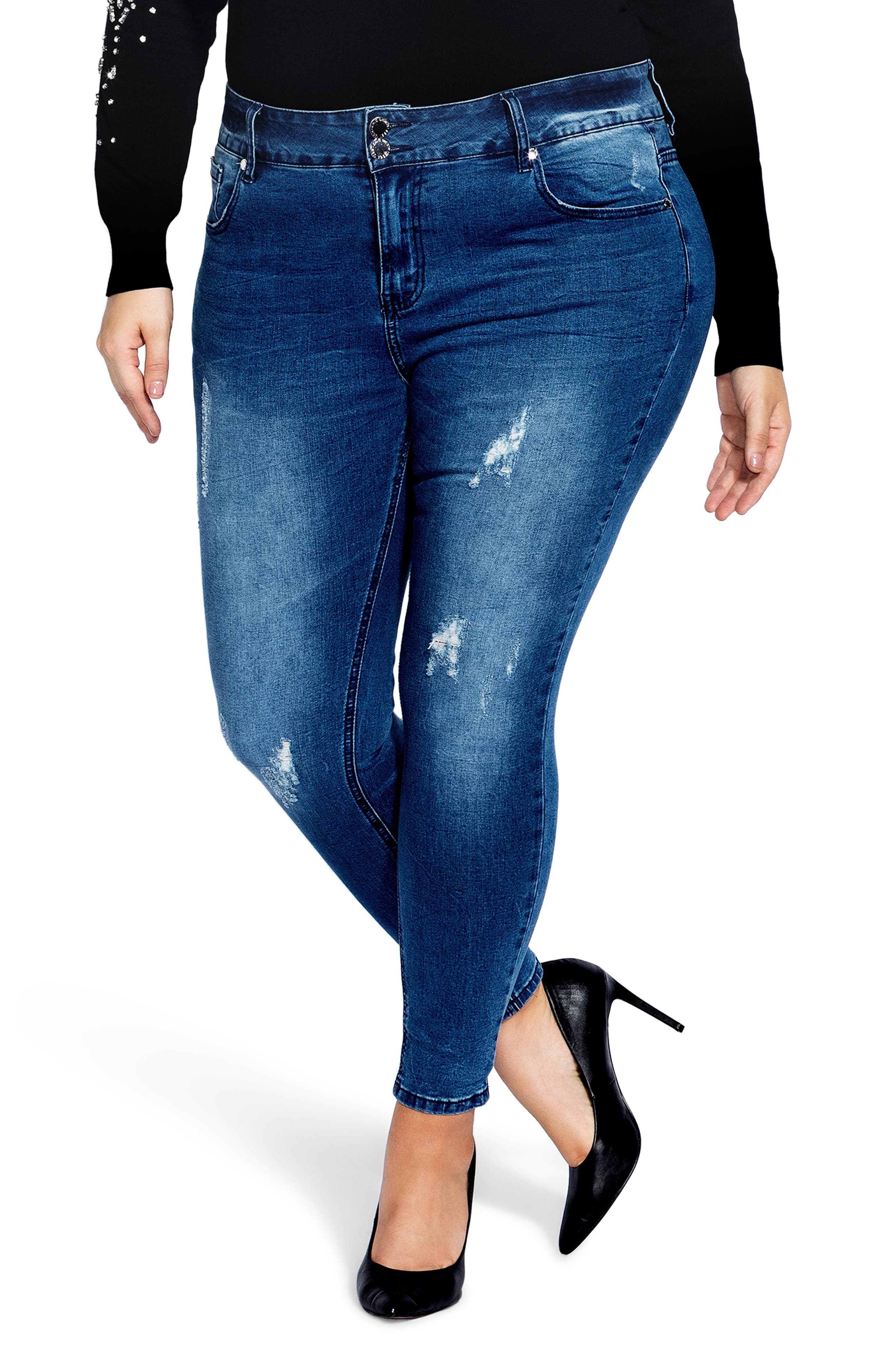 City Chic Asha Crushed Distressed Jeans (Plus Size) Nordstrom