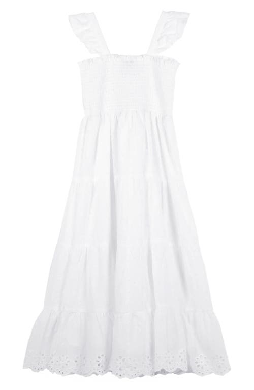 Zunie Kids' Smocked Tiered Maxi Dress In White