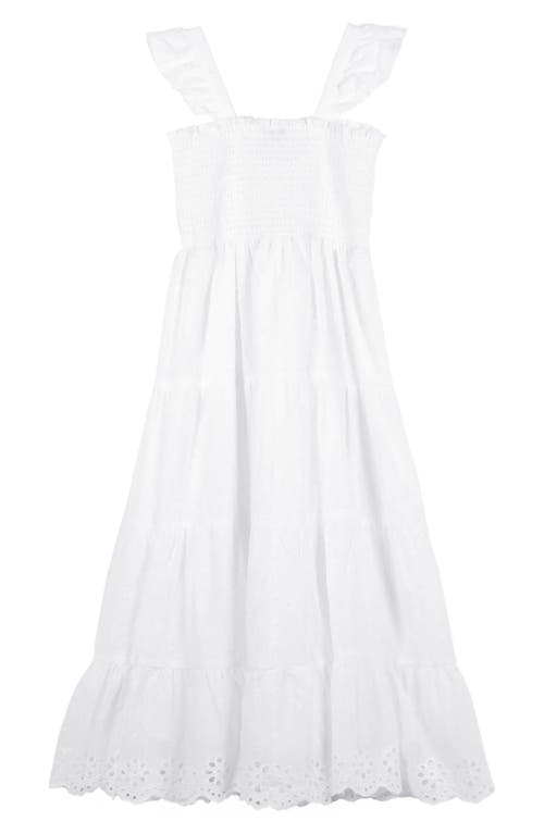 Shop Zunie Kids' Smocked Tiered Maxi Dress In White