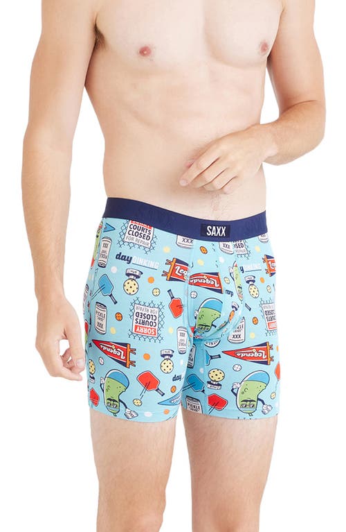 SAXX Vibe Extra Supersoft Slim Fit Boxer Briefs in Pickleball Legends-Aqua 